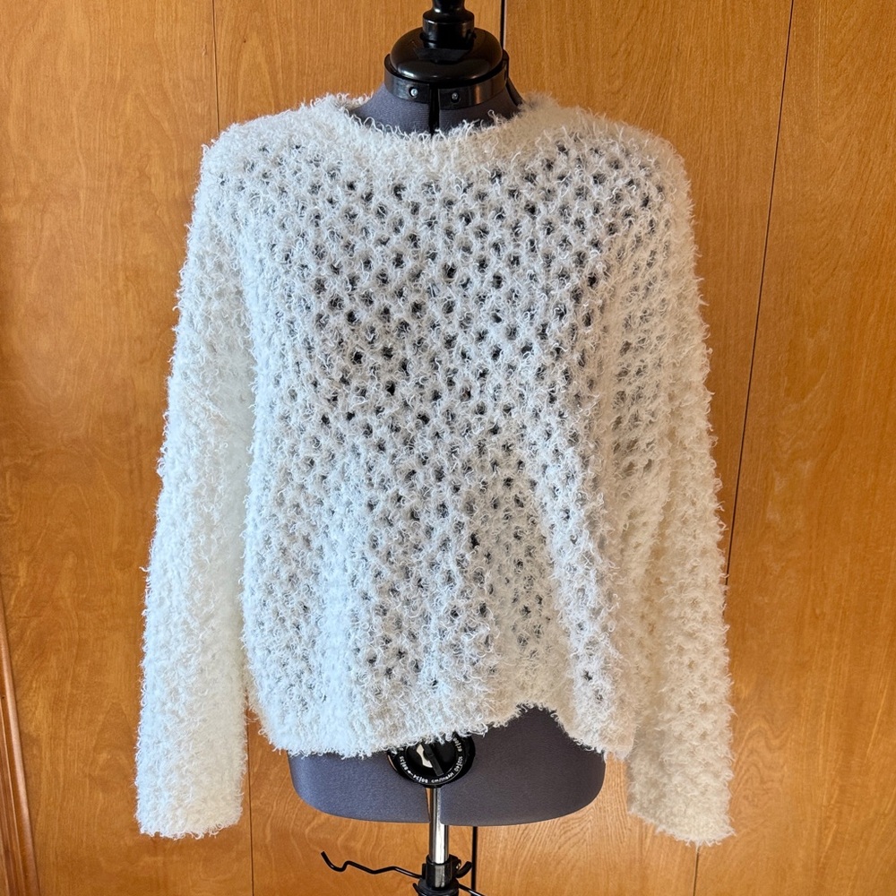 Nordstrom Cream Textured Crew Neck Sweater
